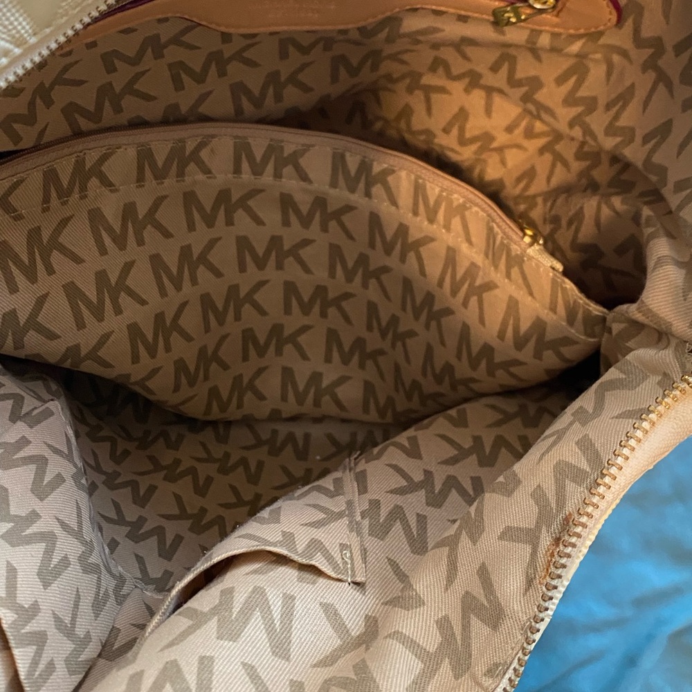 Michael Kors White Patent Tote with Brown Gold  Handles - Picture 6 of 7